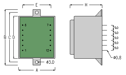 Print Layout & Dimensioner - Indstbt Transformer for Printmontage 1-10VA 50/60Hz