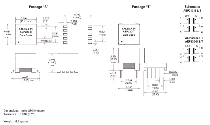 Dimensions & Schematic - Pins