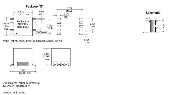 Dimensions & Schematic - Pins