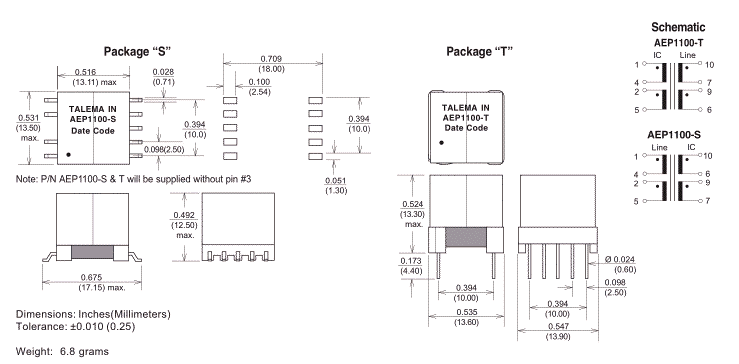 Dimensions & Schematic - Pins