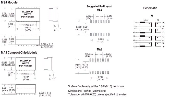 Dimensions & Schematic - Pins